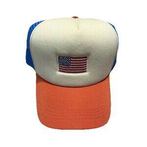 American Flag Trucker Hat Red White Blue Mesh Snapback Adjustable Cap USA